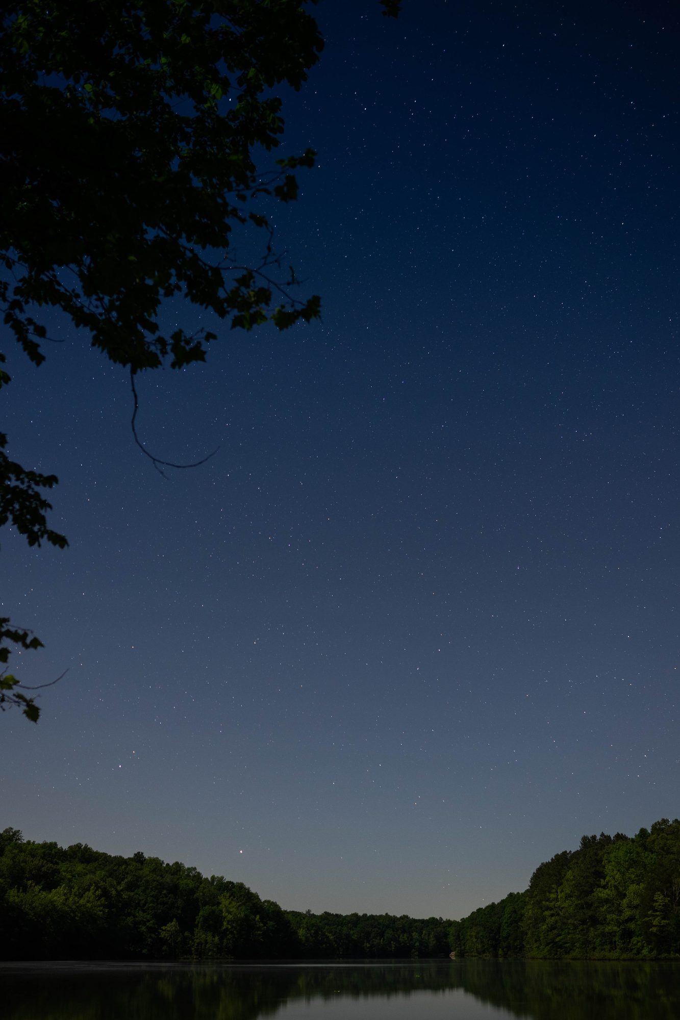 Night sky over the lake